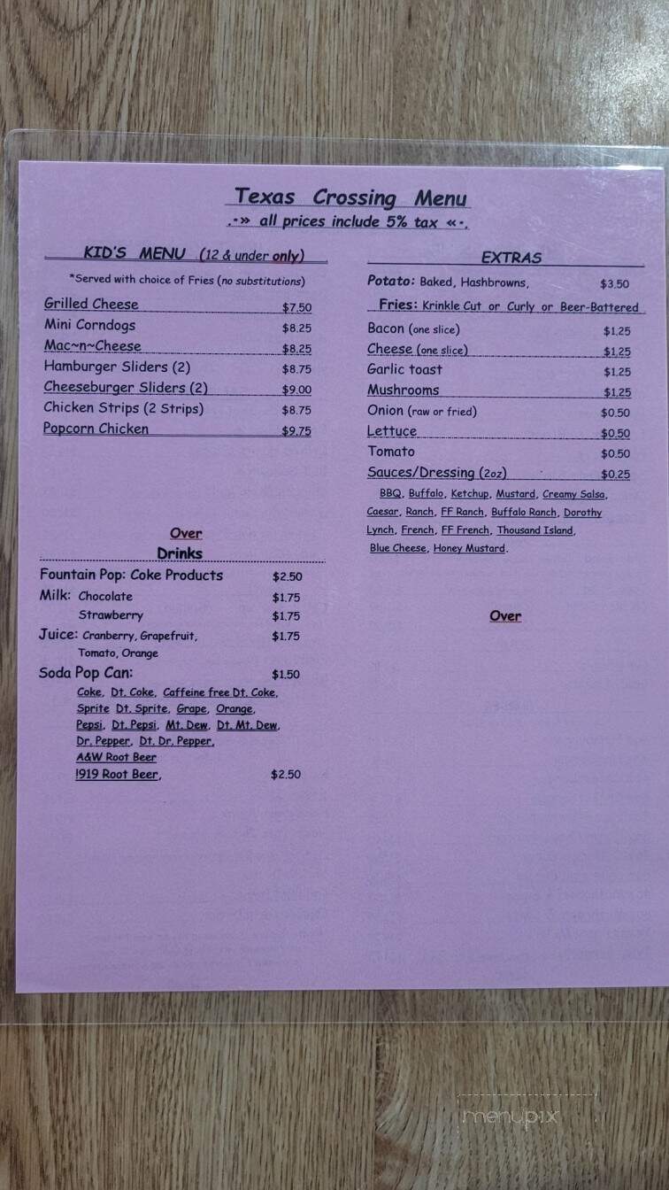 Texas Crossing Llc - Wahpeton, ND menu_pic