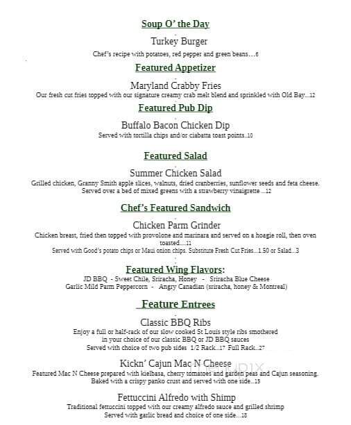 Flanagan's Pub - Shillington, PA menu_pic
