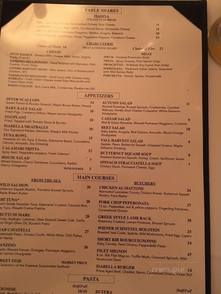 Isabella Restaurant & Bar - Wilkes Barre, PA menu_pic