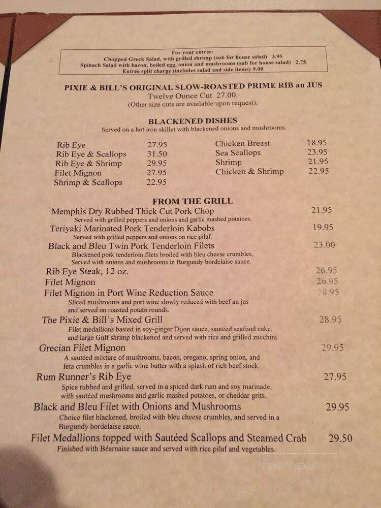 Pixie & Bill's - Clemson, SC menu_pic