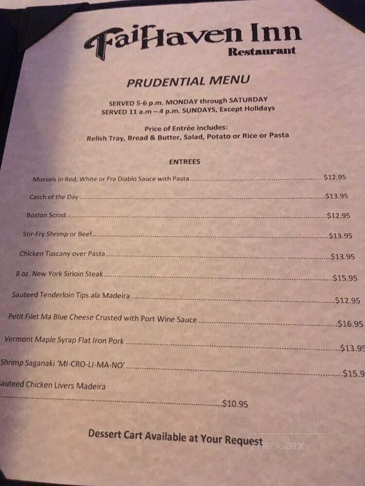 Fair Haven Inn Restaurant - Fair Haven, VT menu_pic
