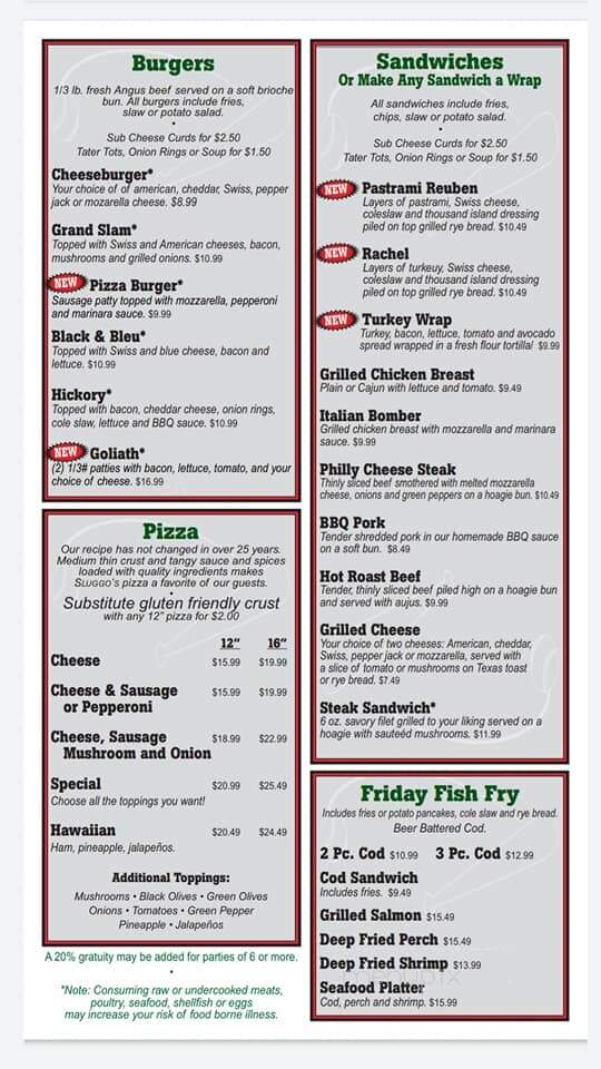 Sluggo's Sports Bar & Grill - Brookfield, WI menu_pic
