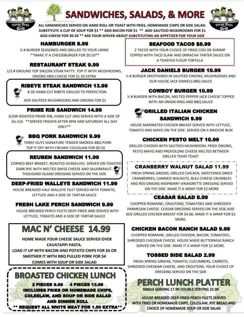 Three Guys & A Grill - Elkhart Lake, WI menu_pic