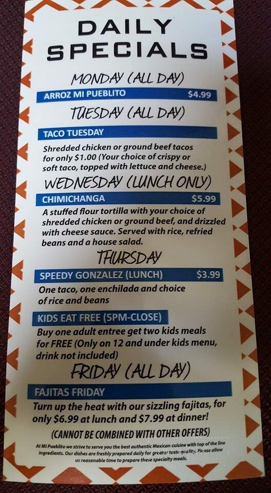 Mi Pueblito Mexican Restaurant - Searcy, AR menu_pic