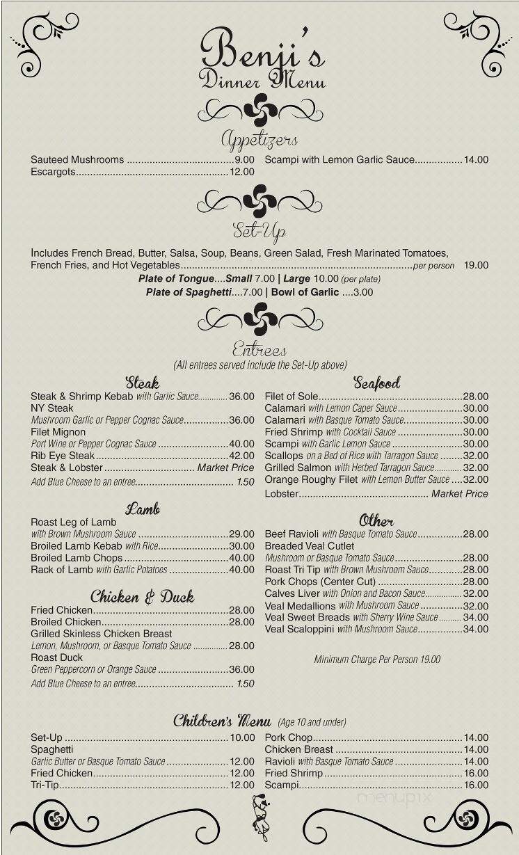 Benji's French Basque Restaurant - Bakersfield, CA menu_pic