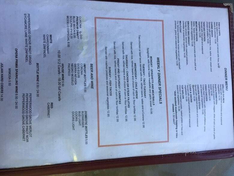 Lake Cuyamaca Restaurant - Julian, CA menu_pic