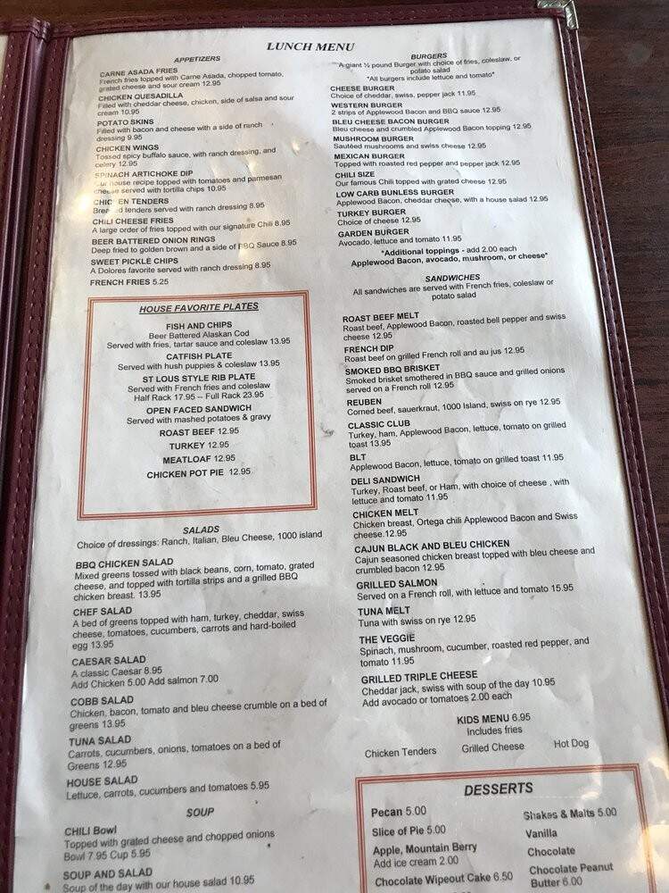 Lake Cuyamaca Restaurant - Julian, CA menu_pic