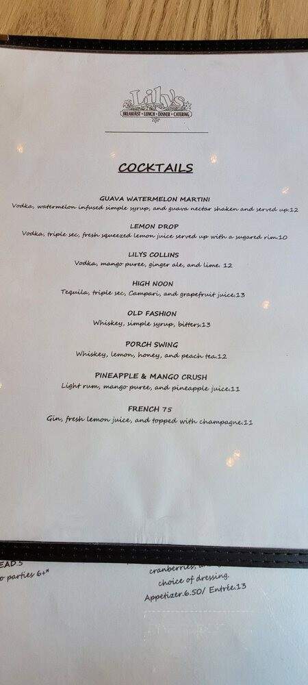 Lilys - Mount Shasta, CA menu_pic
