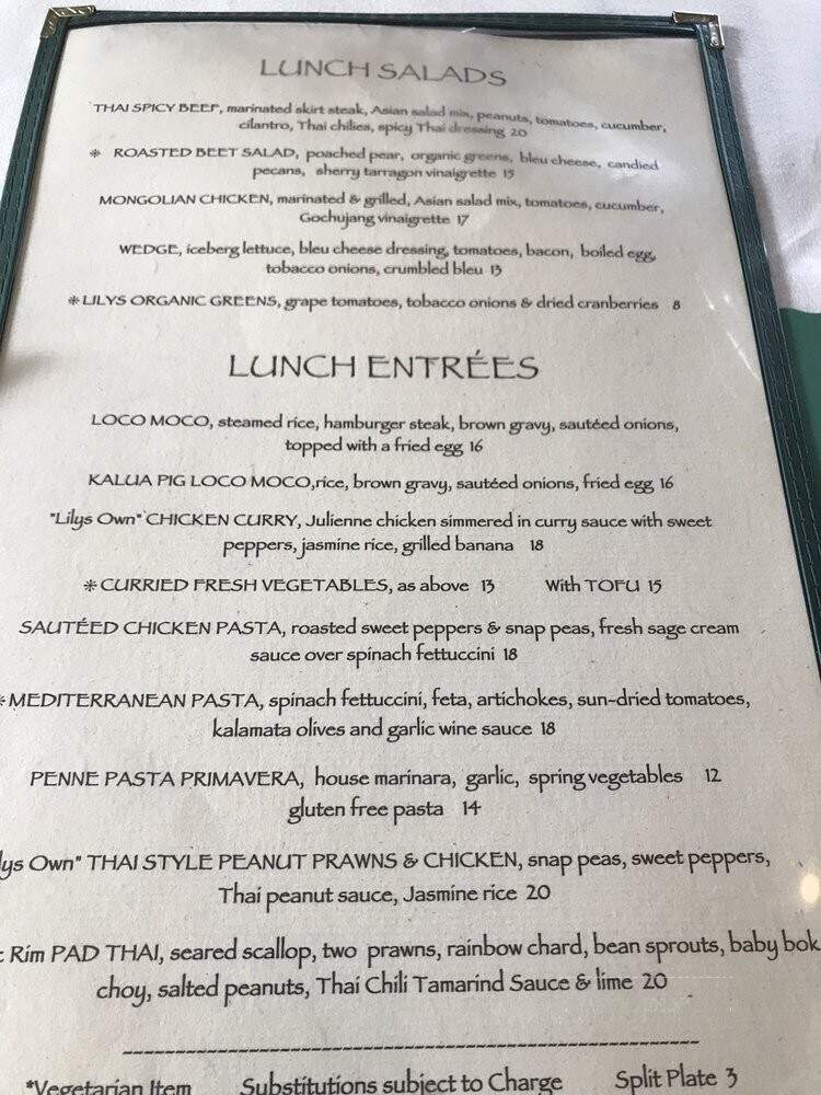 Lilys - Mount Shasta, CA menu_pic