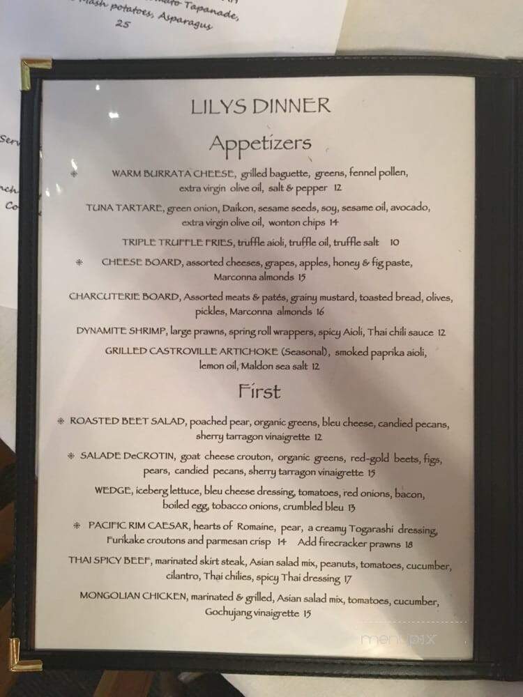 Lilys - Mount Shasta, CA menu_pic