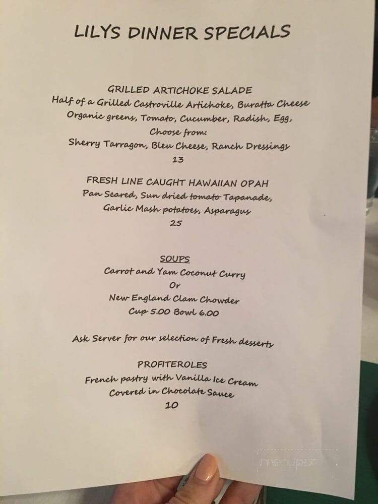 Lilys - Mount Shasta, CA menu_pic