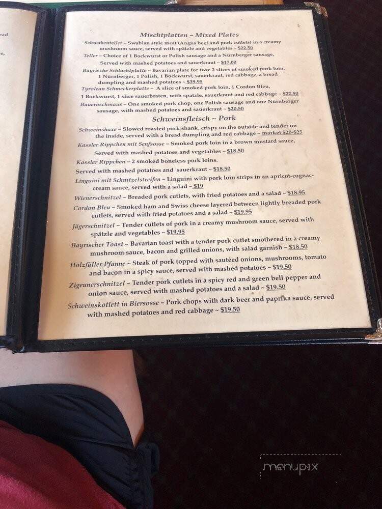 Tyrolean Inn Restaurant - Ben Lomond, CA menu_pic