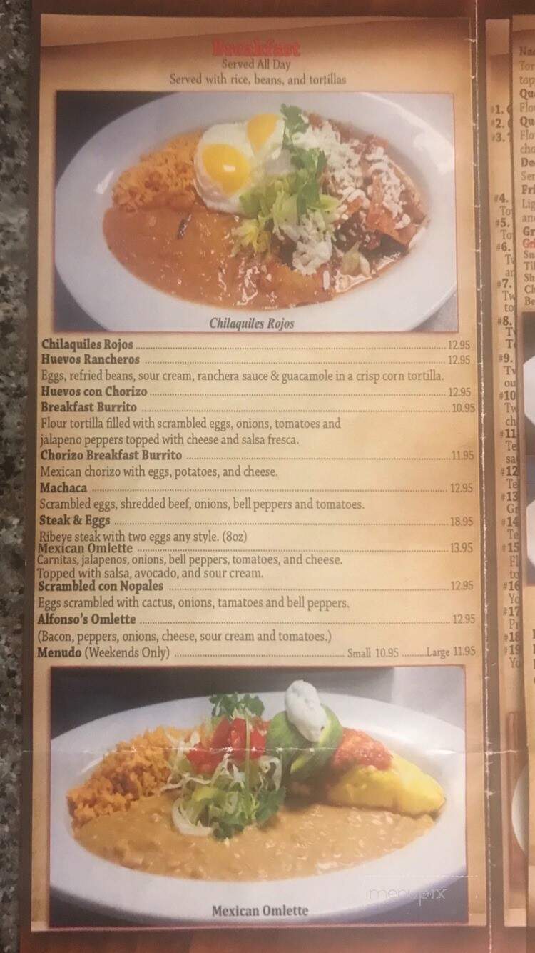Alfonso's Authentic Mexican - Castroville, CA menu_pic