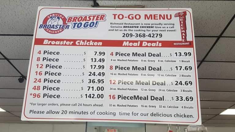 Richmaid Restaurant - Lodi, CA menu_pic