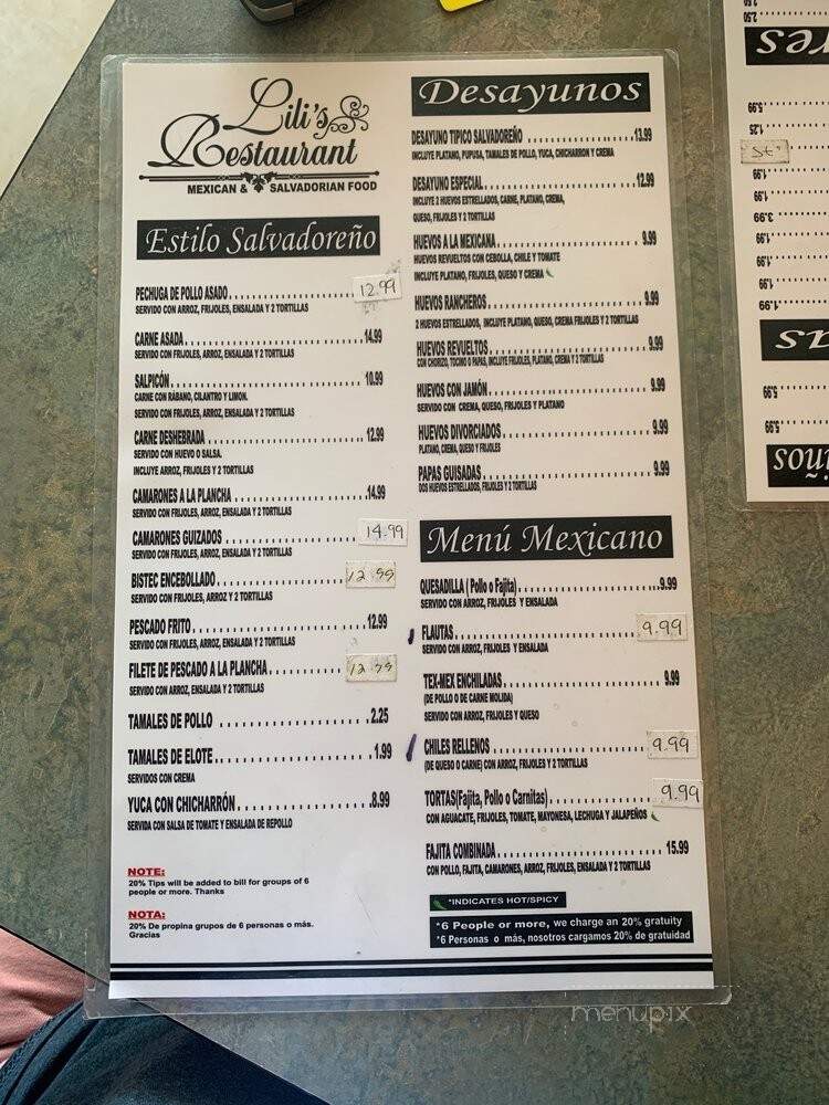 Tienda y Restaurant Lili's - Grand Prairie, TX menu_pic