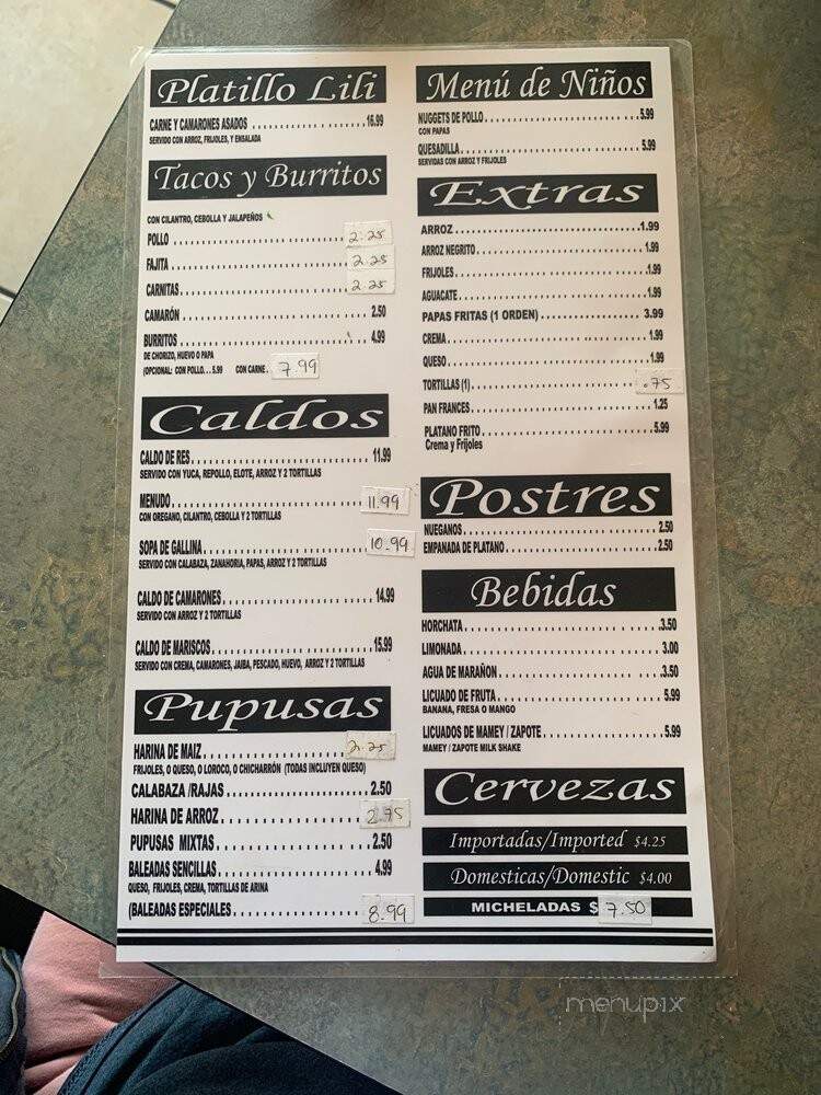 Tienda y Restaurant Lili's - Grand Prairie, TX menu_pic
