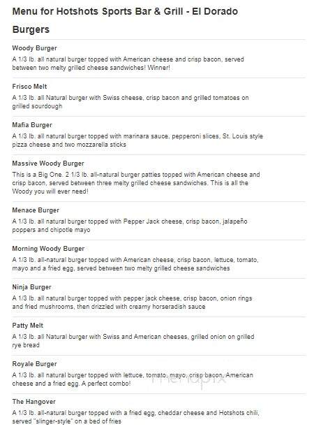 Hotshots Sports Bar & Grill - El Dorado, AR menu_pic