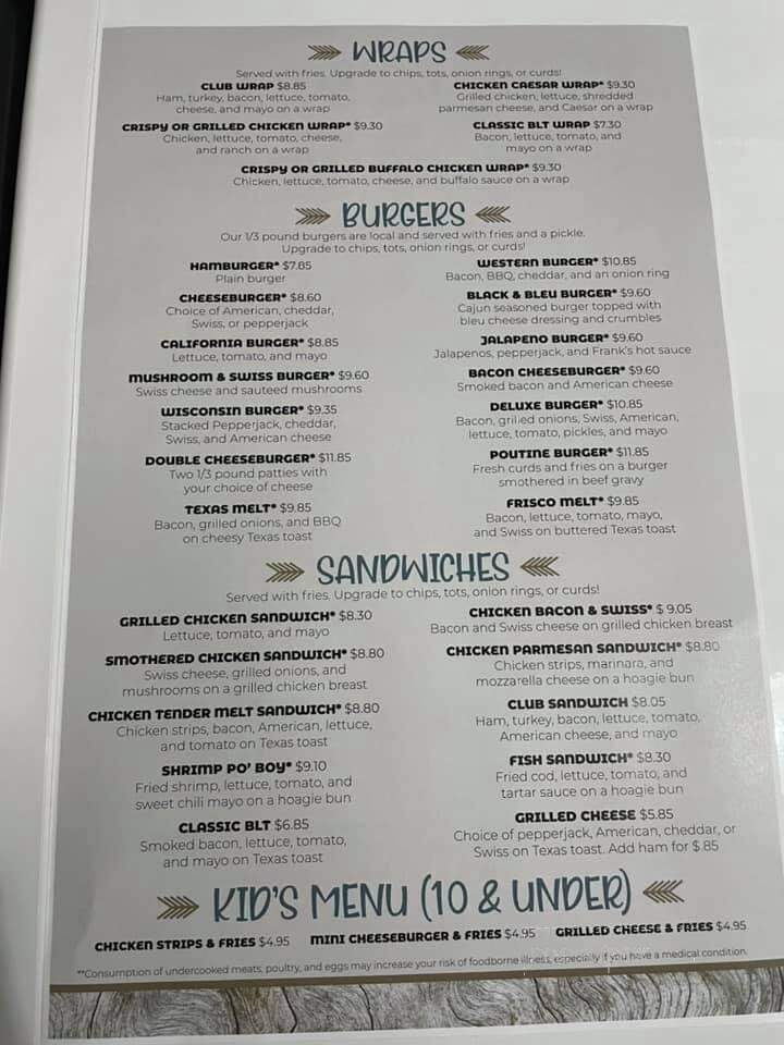 Deer's Bar & Grill - Deer Park, WI menu_pic