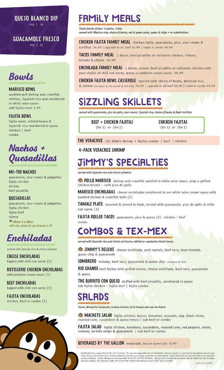Jimmy Changas - Pearland, TX menu_pic