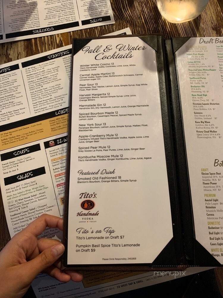 22 West Tap and Grill - Bridgewater, NJ menu_pic