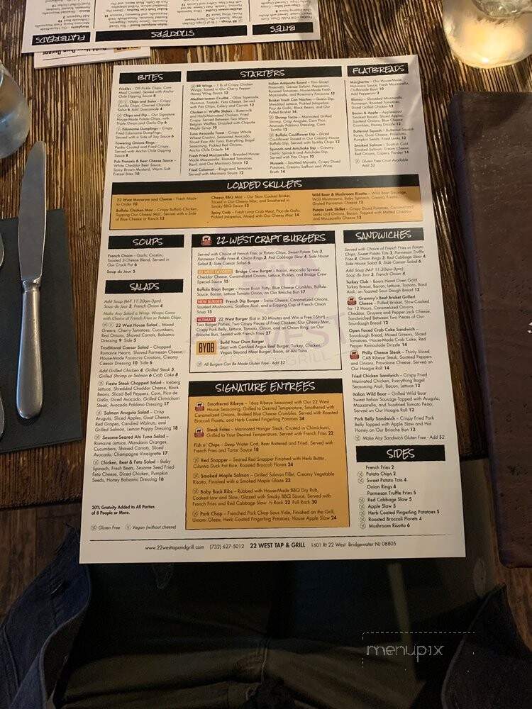 22 West Tap and Grill - Bridgewater, NJ menu_pic