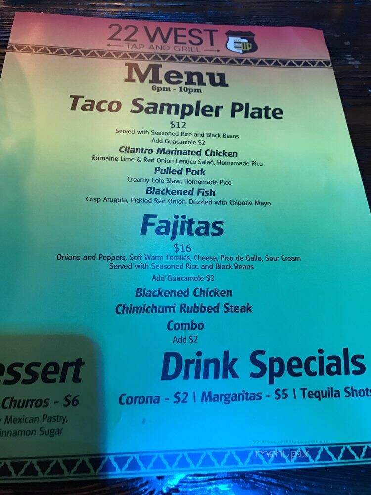 22 West Tap and Grill - Bridgewater, NJ menu_pic