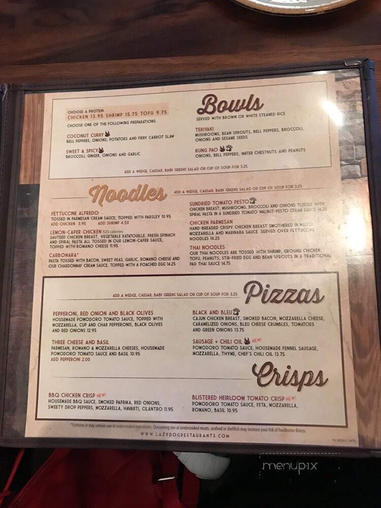Lazy Dog Restaurant & Bar - Euless, TX menu_pic