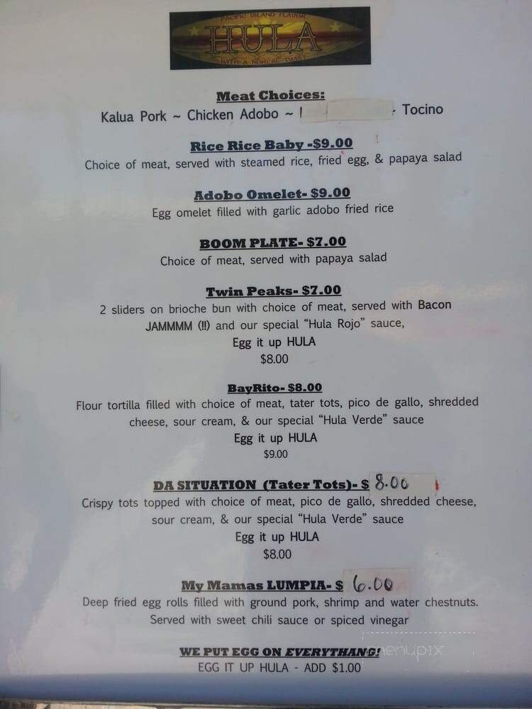 Hula Truck - San Francisco, CA menu_pic