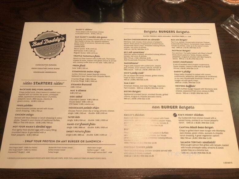 Bad Daddy's Burger Bar - Concord, NC menu_pic