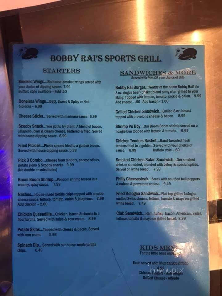 Bobby Rai's Sports Grill - Moulton, AL menu_pic