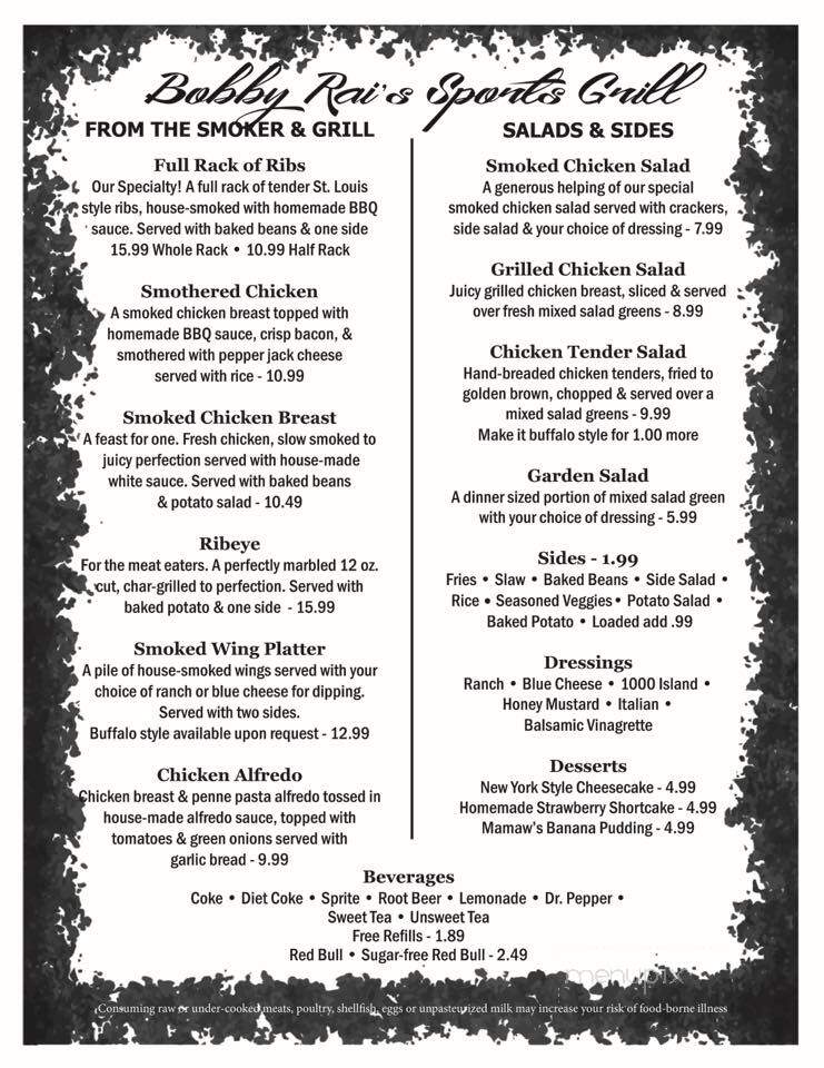 Bobby Rai's Sports Grill - Moulton, AL menu_pic