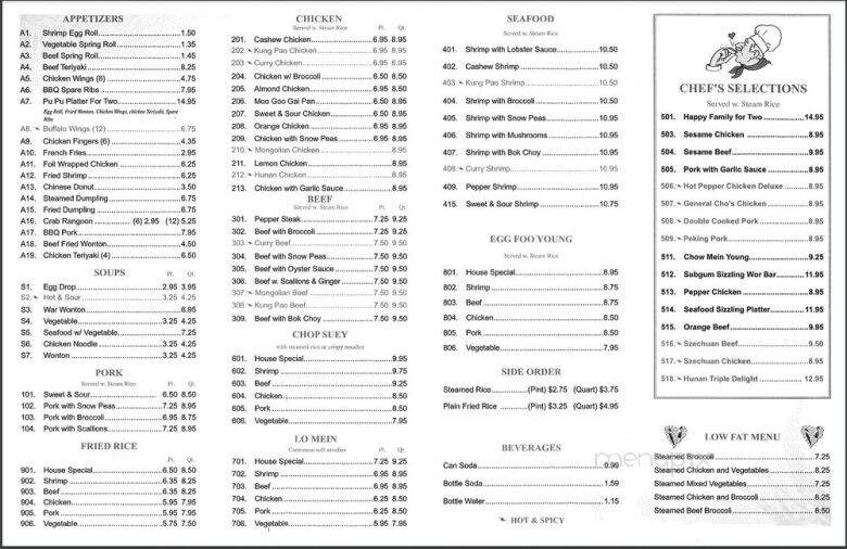 Canton Chinese Restaurant - New Bern, NC menu_pic