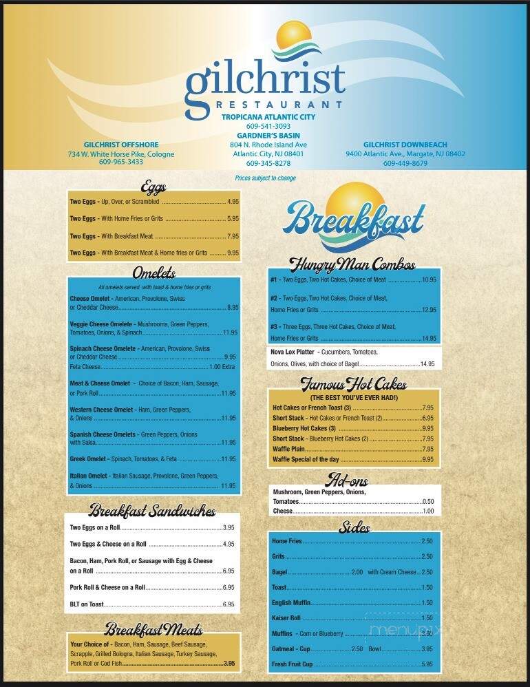 Gilchrist at the Tropicana - Atlantic City, NJ menu_pic