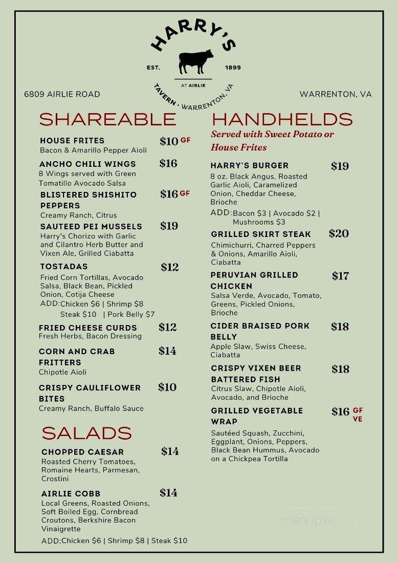 Harry's - Warrenton, VA menu_pic