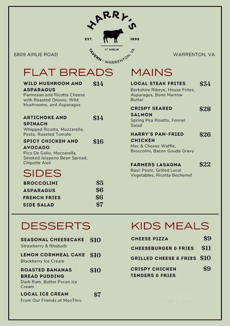 Harry's - Warrenton, VA menu_pic