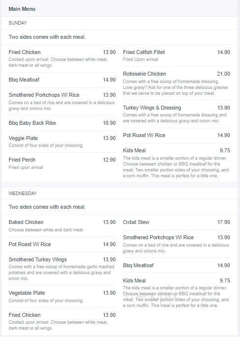 Jamison's Soul Food - Chicago, IL menu_pic