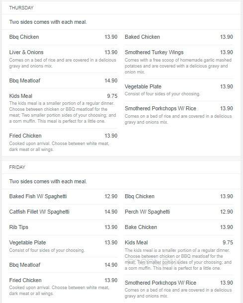 Jamison's Soul Food - Chicago, IL menu_pic