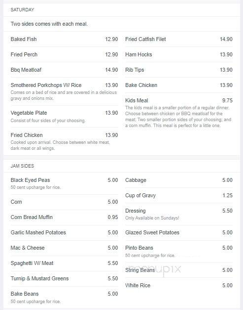 Jamison's Soul Food - Chicago, IL menu_pic