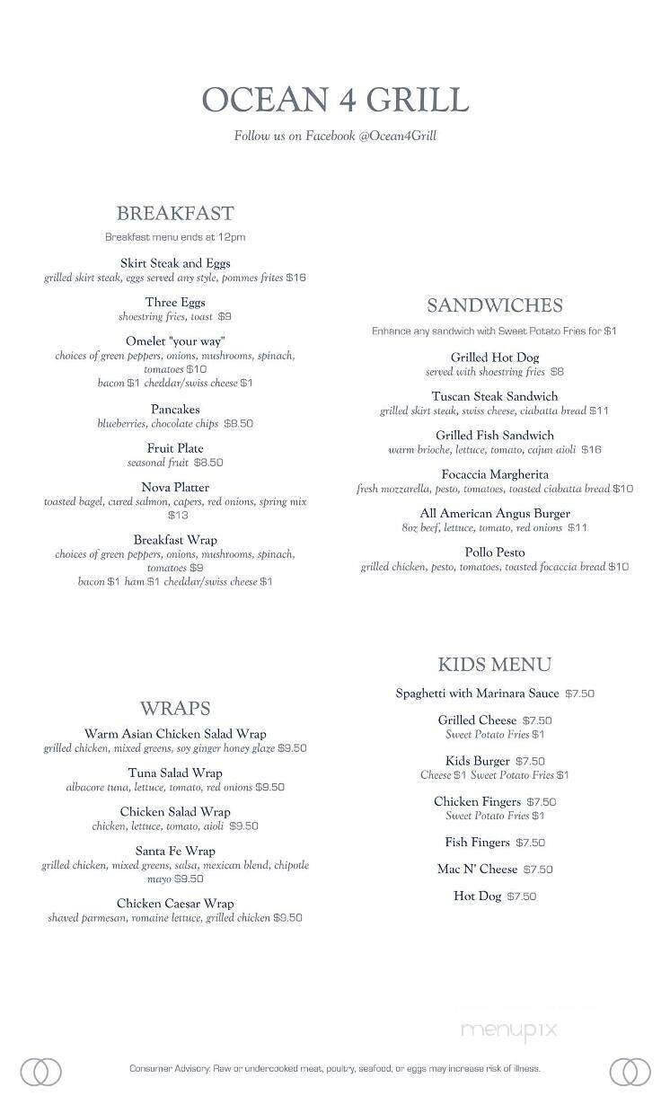 Ocean 4 Grill - Sunny Isles Beach, FL menu_pic