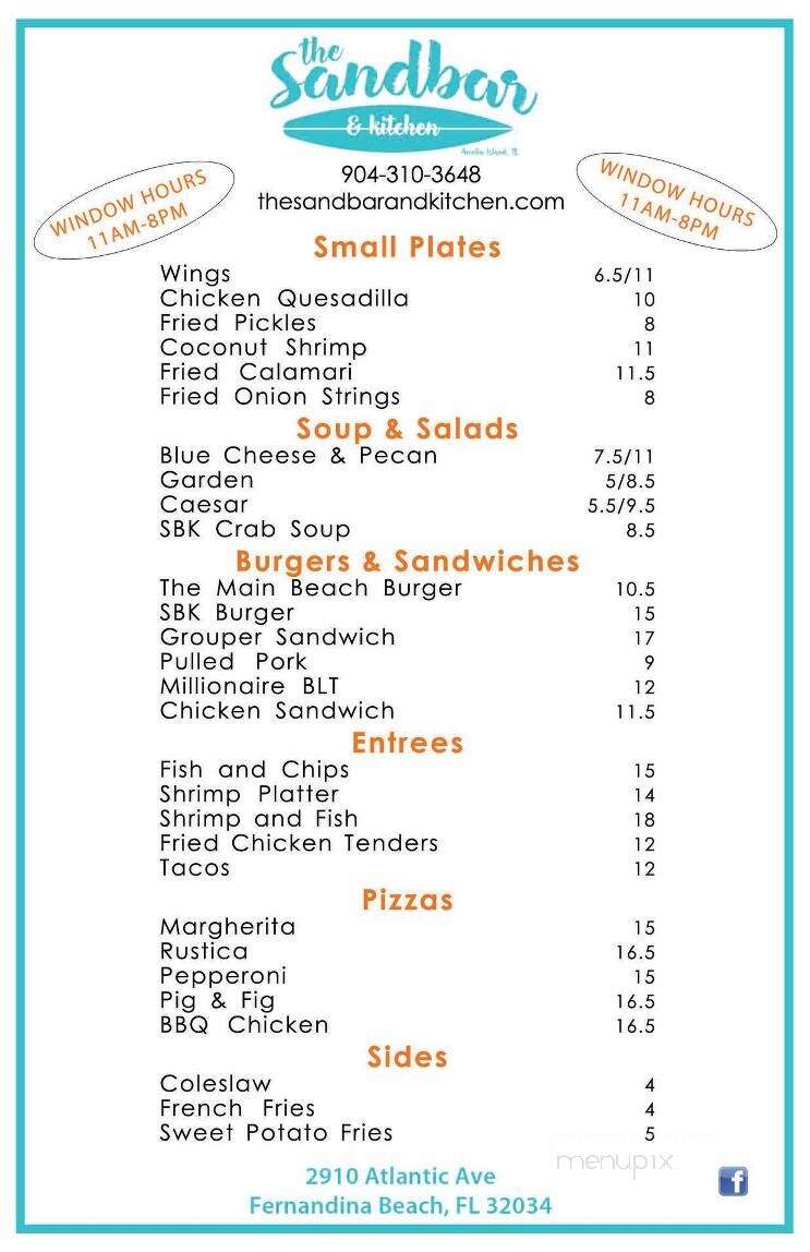 The Sandbar & Kitchen - Fernandina Beach, FL menu_pic
