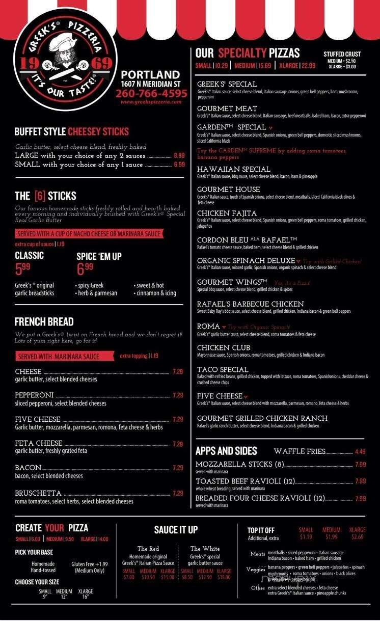 Greek's Pizzeria - Portland, IN menu_pic