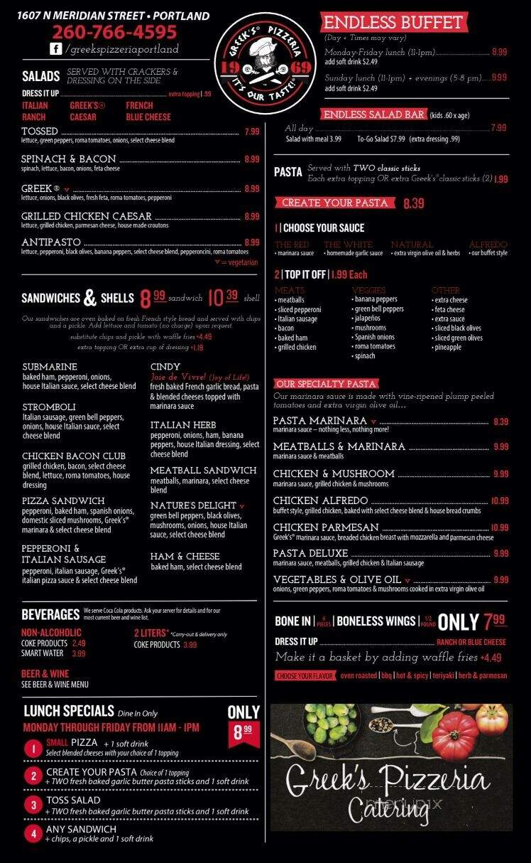 Greek's Pizzeria - Portland, IN menu_pic
