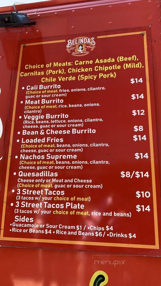 Belinda's Familia Food Truck - La Jolla, CA menu_pic