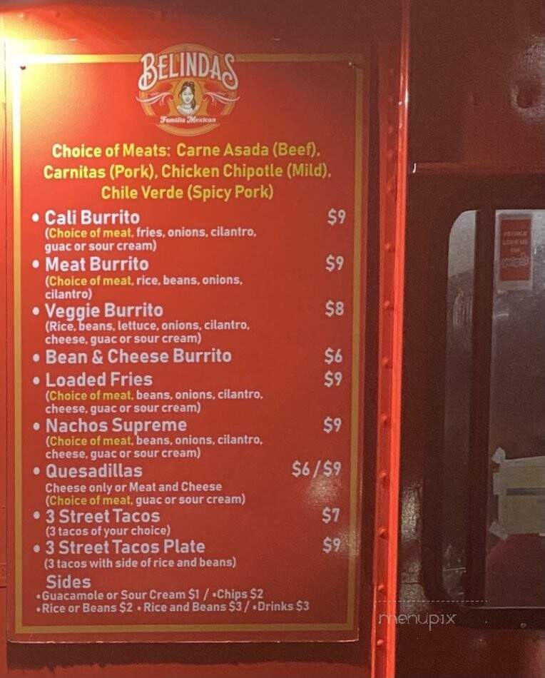 Belinda's Familia Food Truck - La Jolla, CA menu_pic