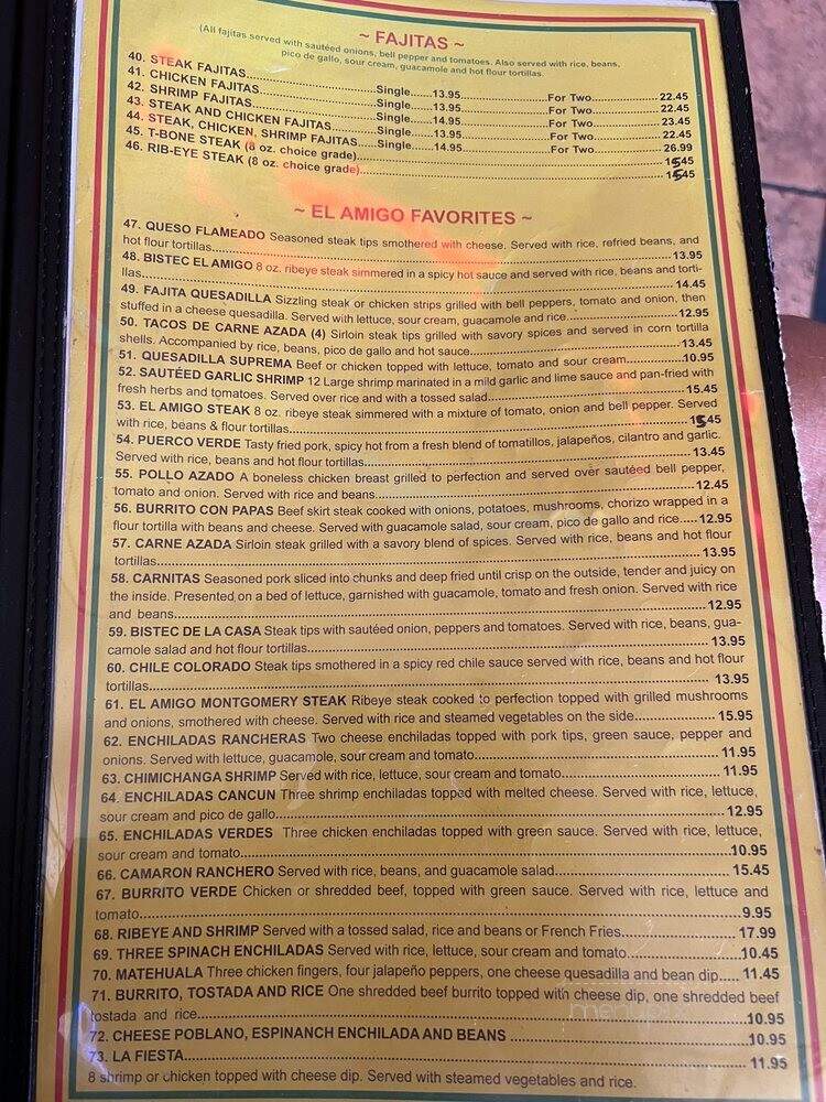 El Amigo Mexican Restaurant - Prattville, AL menu_pic