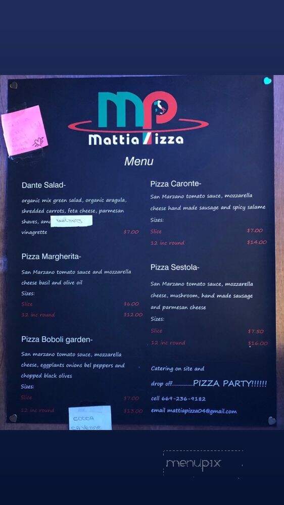 Mattia Pizza - Santa Cruz, CA menu_pic