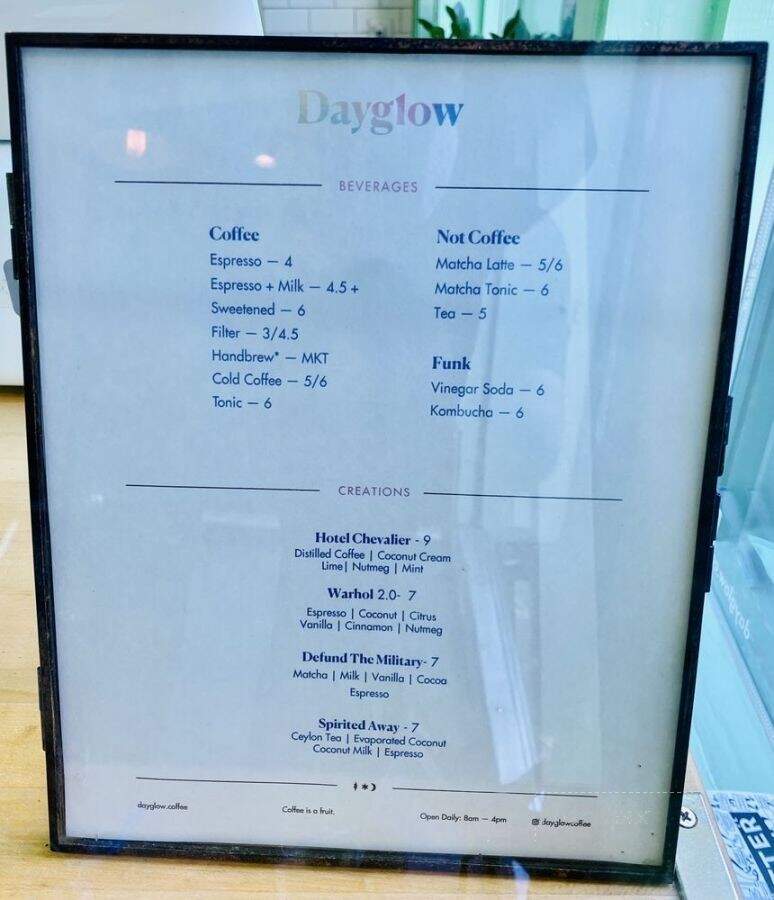 Dayglow - West Hollywood, CA menu_pic