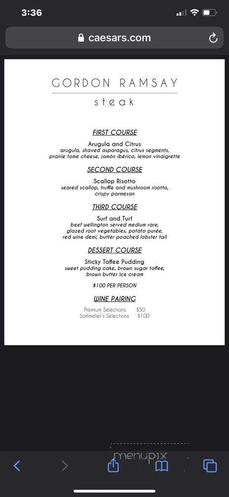 Gordon Ramsay Steak - North Kansas City, MO menu_pic