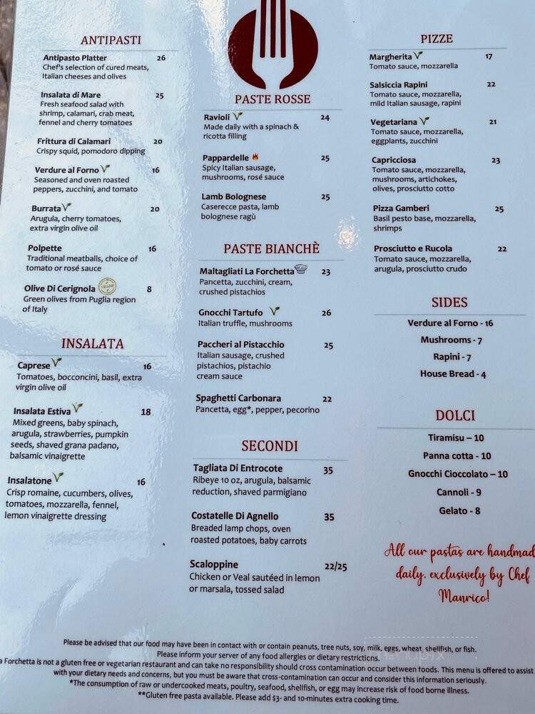 La Forchetta - Burnaby, BC menu_pic