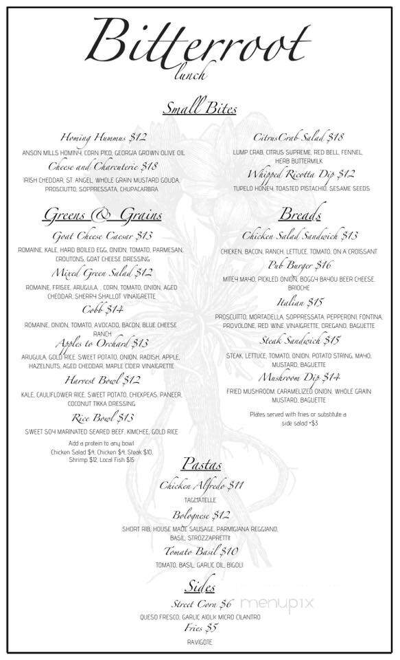 Bitterroot - Destin, FL menu_pic